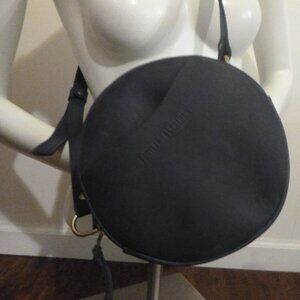 PORTLAND LEATHER-WORKS ROUND CROSSBODY PURSE BAG NAVY BLUE 7 INCH